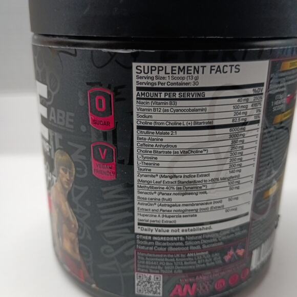 Abe All Black Everything Pre Workout Powder Baddy Berry 13.75oz 30 Servings 6/26 - Picture 3 of 5